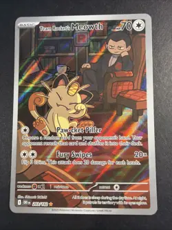 Team Rocket's Meowth 203/182 Destined Rivals Illustration Rare Pokemon TCG NM - Image 1