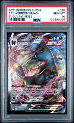 2021 POKEMON SWORD & SHIELD EVOLVING SKIES #095 FULL ART/UMBREON VMAX PSA 10 - Image 1