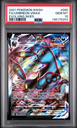 2021 POKEMON SWORD & SHIELD EVOLVING SKIES #095 FULL ART/UMBREON VMAX PSA 10 - Image 1