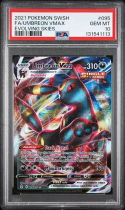2021 POKEMON SWORD & SHIELD EVOLVING SKIES #095 FULL ART/UMBREON VMAX PSA 10 - Image 1