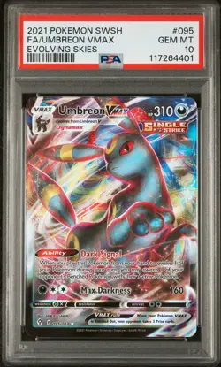 2021 POKEMON SWORD & SHIELD EVOLVING SKIES #095 FULL ART/UMBREON VMAX PSA 10 - Image 1