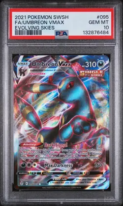 2021 POKEMON SWORD & SHIELD EVOLVING SKIES #095 FULL ART/UMBREON VMAX PSA 10 - Image 1
