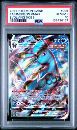 2021 POKEMON SWORD & SHIELD EVOLVING SKIES #095 FULL ART/UMBREON VMAX PSA 10 - Image 1