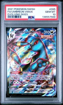 2021 POKEMON SWORD & SHIELD EVOLVING SKIES #095 FULL ART/UMBREON VMAX PSA 10 - Image 1