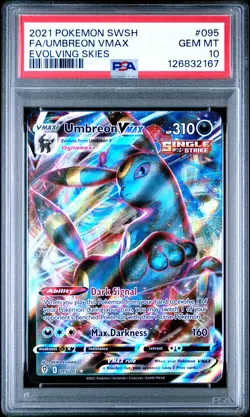 2021 POKEMON SWORD & SHIELD EVOLVING SKIES #095 FULL ART/UMBREON VMAX PSA 10 - Image 1