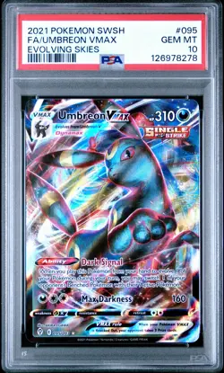 2021 POKEMON SWORD & SHIELD EVOLVING SKIES #095 FULL ART/UMBREON VMAX PSA 10 - Image 1
