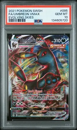 2021 POKEMON SWORD & SHIELD EVOLVING SKIES #095 FULL ART/UMBREON VMAX PSA 10 - Image 1