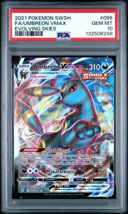 2021 POKEMON SWORD & SHIELD EVOLVING SKIES #095 FULL ART/UMBREON VMAX PSA 10 - Image 1
