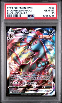 2021 POKEMON SWORD & SHIELD EVOLVING SKIES #095 FULL ART/UMBREON VMAX PSA 10 - Image 1