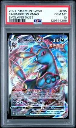 2021 POKEMON SWORD & SHIELD EVOLVING SKIES #095 FULL ART/UMBREON VMAX PSA 10 - Image 1