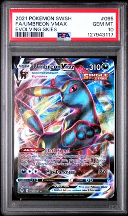 2021 POKEMON SWORD & SHIELD EVOLVING SKIES #095 FULL ART/UMBREON VMAX PSA 10 - Image 1
