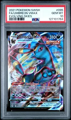 2021 POKEMON SWORD & SHIELD EVOLVING SKIES #095 FULL ART/UMBREON VMAX PSA 10 - Image 1