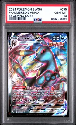 2021 POKEMON SWORD & SHIELD EVOLVING SKIES #095 FULL ART/UMBREON VMAX PSA 10 - Image 1
