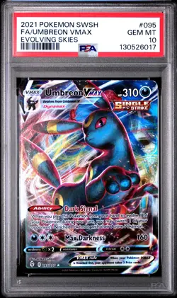 2021 POKEMON SWORD & SHIELD EVOLVING SKIES #095 FULL ART/UMBREON VMAX PSA 10 - Image 1