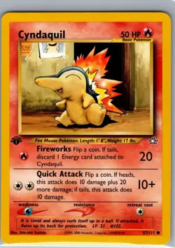 Cyndaquil 57/111 1st Edition Non Holo Neo Genesis - Pokemon Card - NM - Image 1