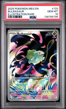 2025 POKEMON MEG EN-MEGA EVOLUTION ILLUSTRATION RARE #133 BULBASAUR PSA 10 - Image 1
