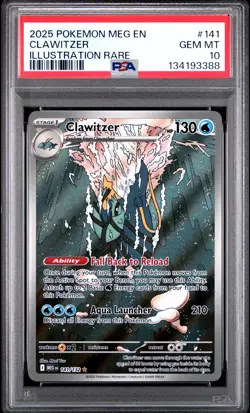 2025 POKEMON MEG EN-MEGA EVOLUTION ILLUSTRATION RARE #141 CLAWITZER PSA 10 - Image 1