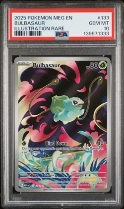 2025 POKEMON MEG EN-MEGA EVOLUTION ILLUSTRATION RARE #133 BULBASAUR PSA 10 - Image 1