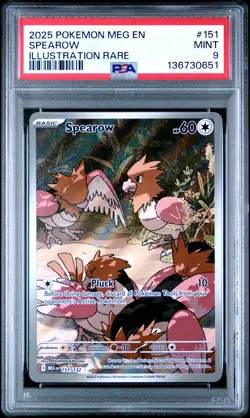2025 POKEMON MEG EN-MEGA EVOLUTION ILLUSTRATION RARE #151 SPEAROW PSA 9 - Image 1