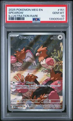 2025 POKEMON MEG EN-MEGA EVOLUTION ILLUSTRATION RARE #151 SPEAROW PSA 10 - Image 1