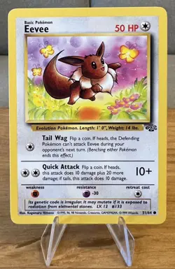 Eevee #133 Non-Holographic Pokemon Card LP - 51/64 Common Jungle Set 1999 - Image 1
