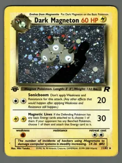 Dark Magneton 11/82 - 1st Edition Team Rocket holo - HP Pokemon Card - HD Photos - Image 1
