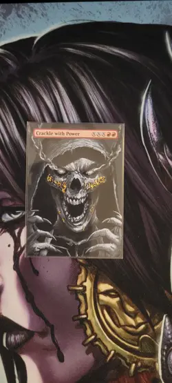 MTG ALTER: Crackle with Power, by ArtDark. Full art alter b/w with gold highligh - Image 1