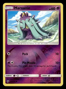 Mareanie 105/214 Reverse Holo S&M Lost Thunder Pokemon Card - Image 1