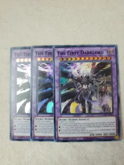 Yu-Gi-Oh! 3x The First Darklord. ROTD-EN040 1st Edition Super Rare. Near mint. - Image 1