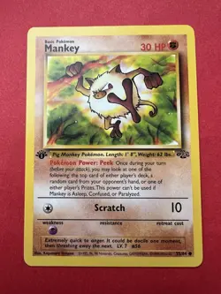 Mankey 55/64 Jungle (1999) 1st Edition Common Pokemon TCG Card NM - Image 1