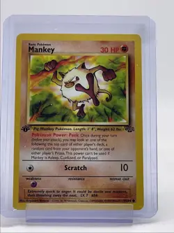 MANKEY 1999 POKEMON BASE JUNGLE 1ST EDITION COMMON 55/64 Q6233 - Image 1