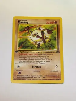 1st Edition Mankey 55/64 Jungle Common Pokemon TCG Vintage WotC 1999 LP/MP - Image 1