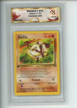 1999 Pokemon Jungle Mankey 55/64 1st Edition Non-Holo Common SRG 8 NM-MT - Image 1