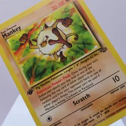 Pokemon TCG - Mankey 55/64 Jungle Common 1st Edition WOTC 1999 - NM - Image 1