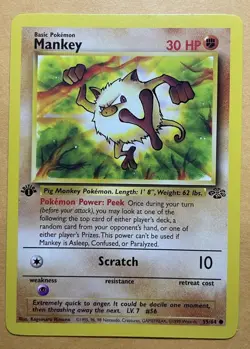 1999 Pokemon Jungle 1st Edition Mankey 55/64 common Near Mint Wotc - Image 1