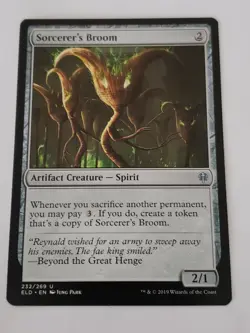 Sorcerer's Broom Throne of Eldraine Mtg Card Mint Condition - Image 1