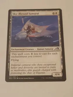 MTG Sky-Blessed Samurai Kamigawa: Neon Dynasty 037/302 Regular Uncommon - Image 1
