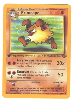 Pokemon TCG Primeape Jungle 1st Edition Uncommon Card 43/64 1999 Vintage LP - Image 1