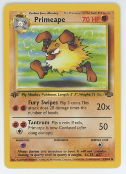 Primeape 43/64 1st Edition NM LP MP HP Uncommon Jungle Pokemon Card 1999 First - Image 1