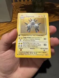 1999 Pokemon 1st Edition French Magneton Holo 009/102 Base Set (WOTC) LP - Image 1