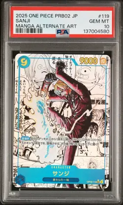 2025 ONE PIECE JAPANESE PRB02-PREMIUM BOOSTER MANGA ALTERNATE ART SANJI PSA 10 - Image 1