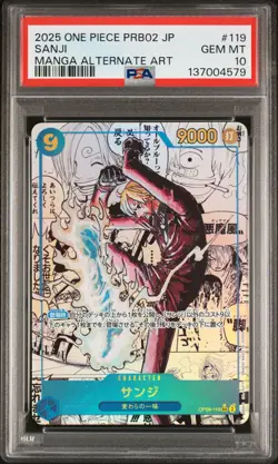 2025 ONE PIECE JAPANESE PRB02-PREMIUM BOOSTER MANGA ALTERNATE ART SANJI PSA 10 - Image 1