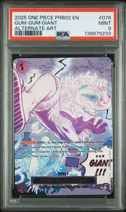 2025 ONE PIECE PRB02-PREMIUM BOOSTER ALTERNATE ART #078 GUM-GUM GIANT PSA 9 - Image 1