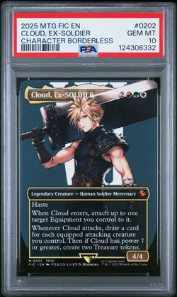 2025 MTG FINAL FANTASY COMMANDER CHARACTER BORDERLESS CLOUD, EX-SOLDIER PSA 10 - Image 1
