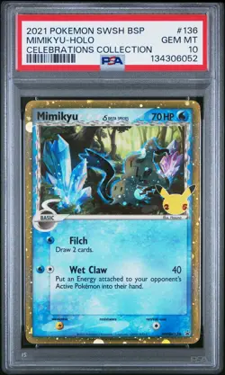 2021 POKEMON SWSH BLACK STAR PROMO CELEBRATIONS COLL #136 MIMIKYU-HOLO PSA 10 - Image 1