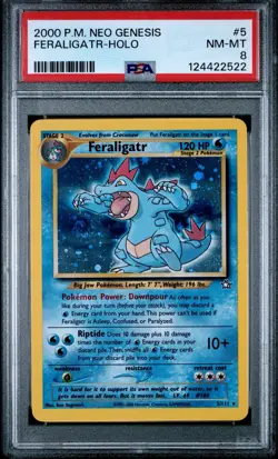 2000 Pokemon Neo Genesis #5 Feraligatr Holo Rare PSA 8 NM-Mint Swirl Vintage - Image 1