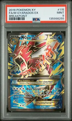 2016 POKEMON XY BREAKPOINT #115 FULL ART/M GYARADOS EX PSA 9 - Image 1
