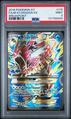 2016 POKEMON XY BREAKPOINT #115 FULL ART/M GYARADOS EX PSA 9 - Image 1