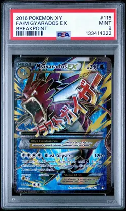 2016 POKEMON XY BREAKPOINT #115 FULL ART/M GYARADOS EX PSA 9 - Image 1