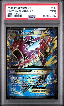 2016 POKEMON XY BREAKPOINT #115 FULL ART/M GYARADOS EX PSA 9 - Image 1